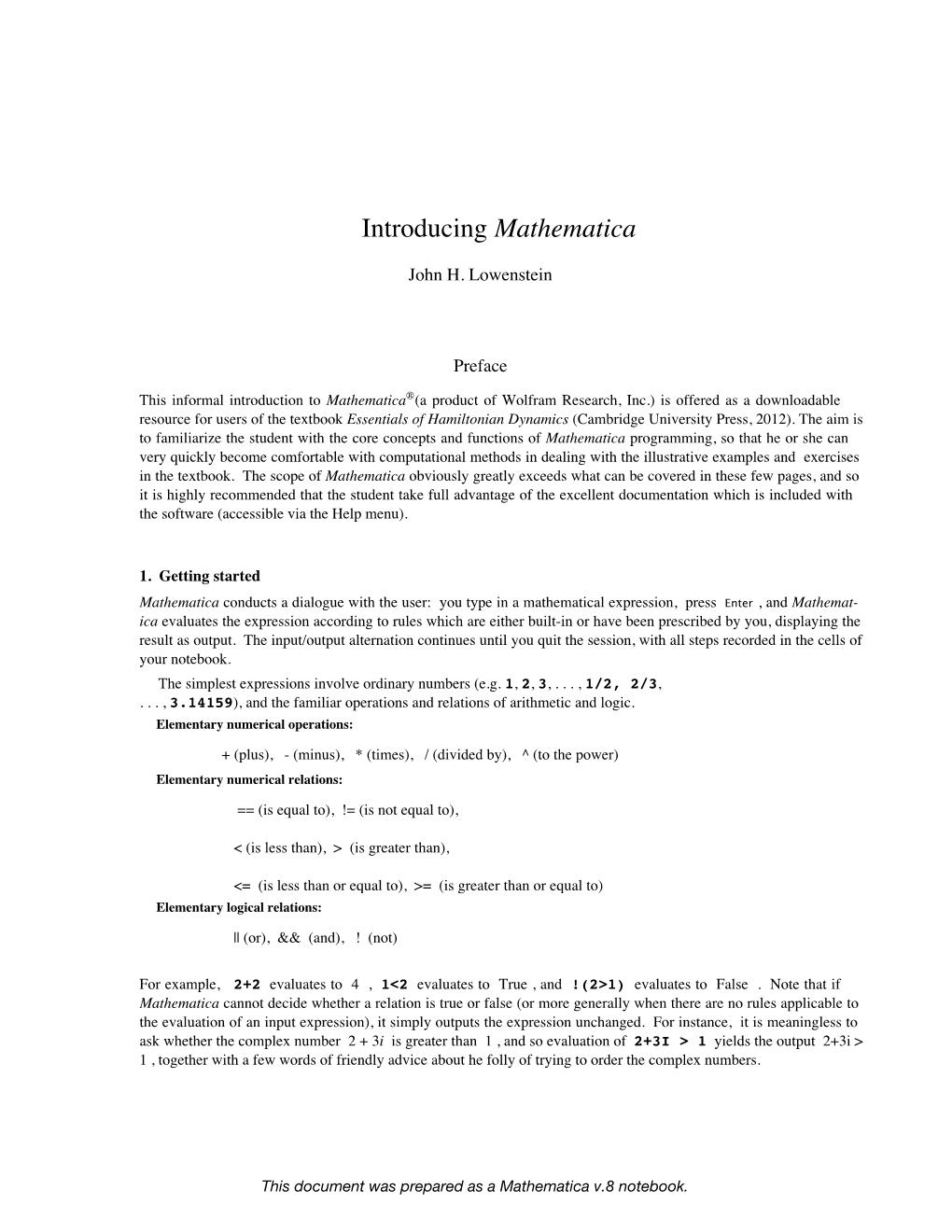 Introducing Mathematica