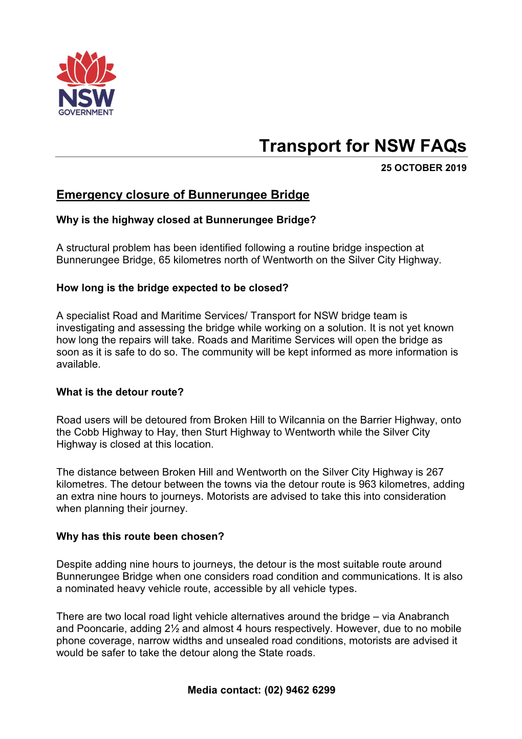 Transport for NSW Faqs 25 OCTOBER 2019