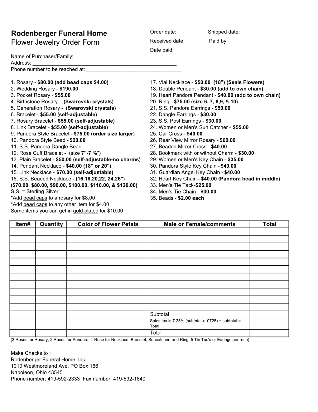 Rodenberger Flower Jewelry Order Form.Xlsx