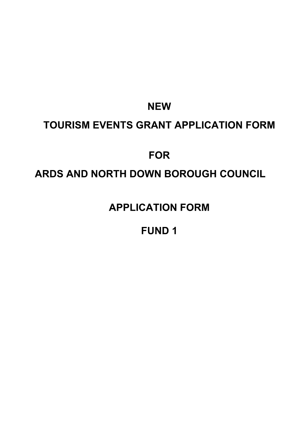 New Tourism Events Grant
