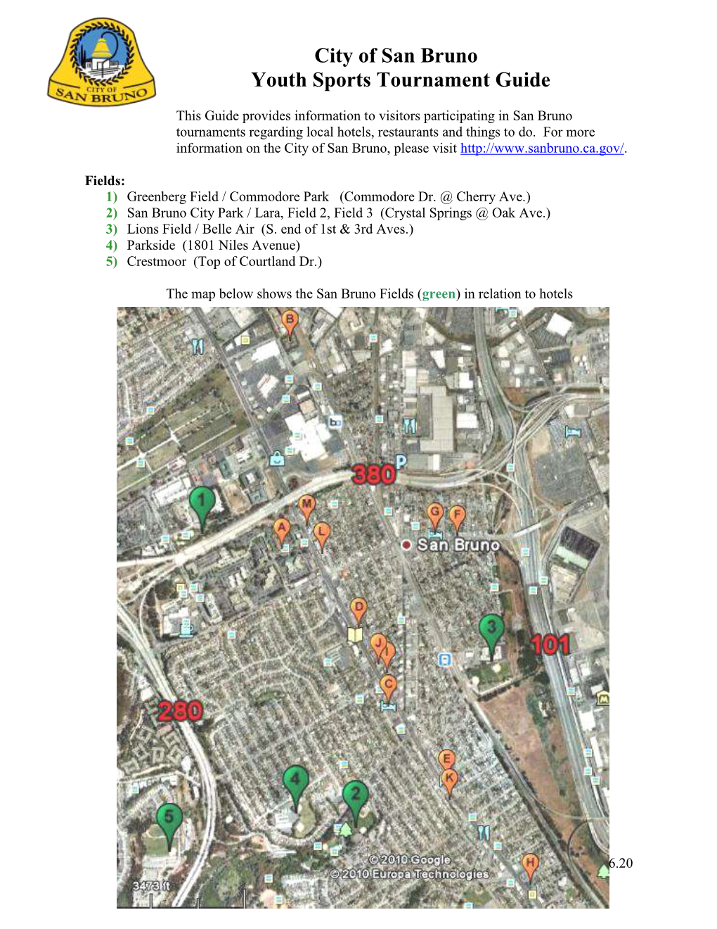 City of San Bruno Youth Sports Tournament Guide