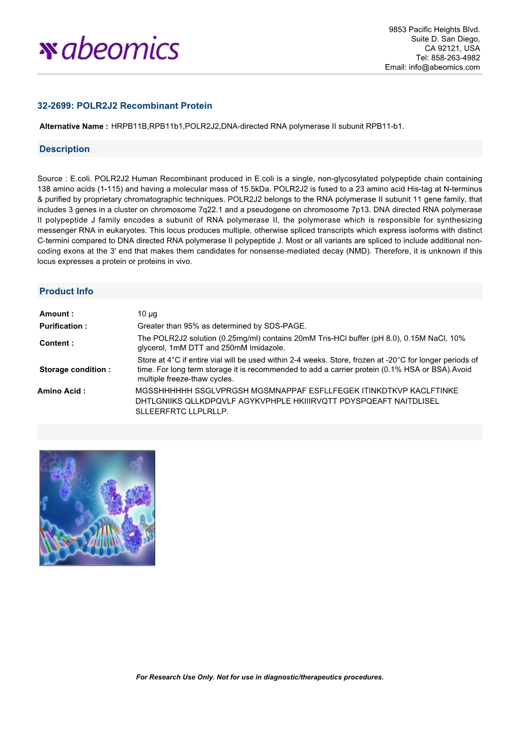 POLR2J2 Recombinant Protein Description Product Info