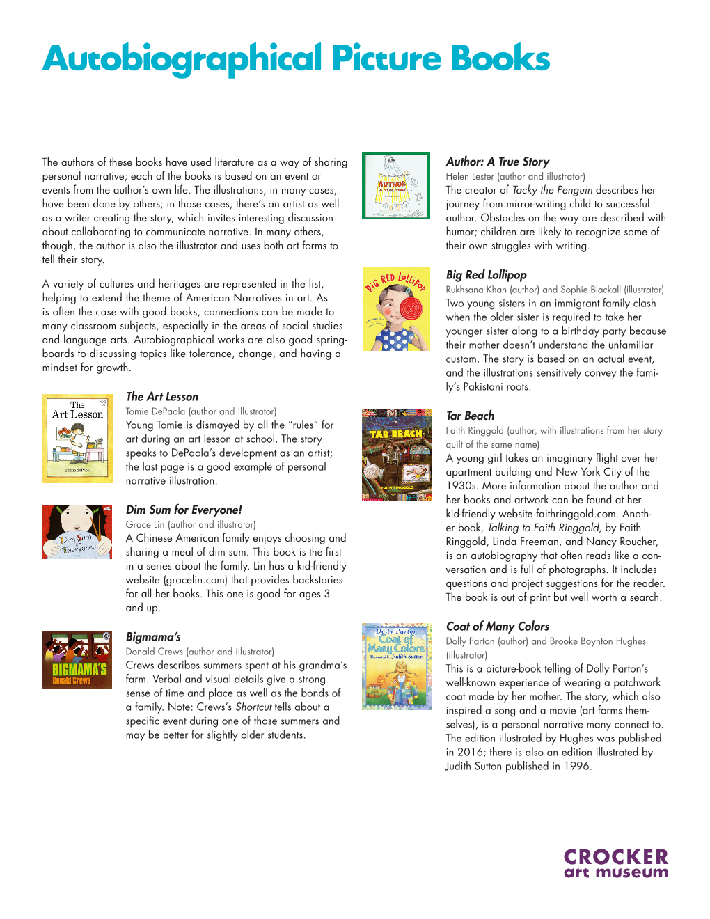 Autobiographical Picture Books