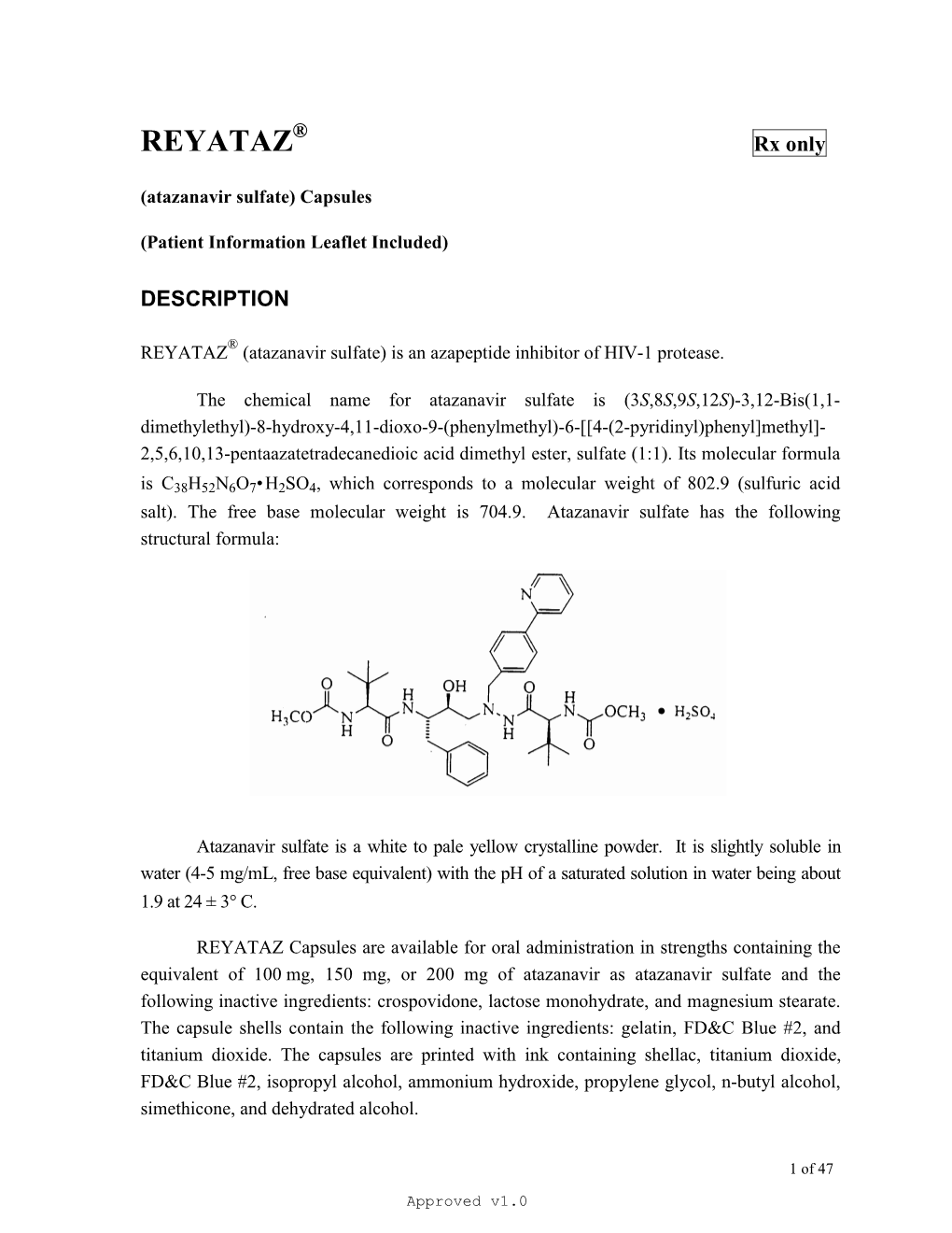 REYATAZ Rx Only