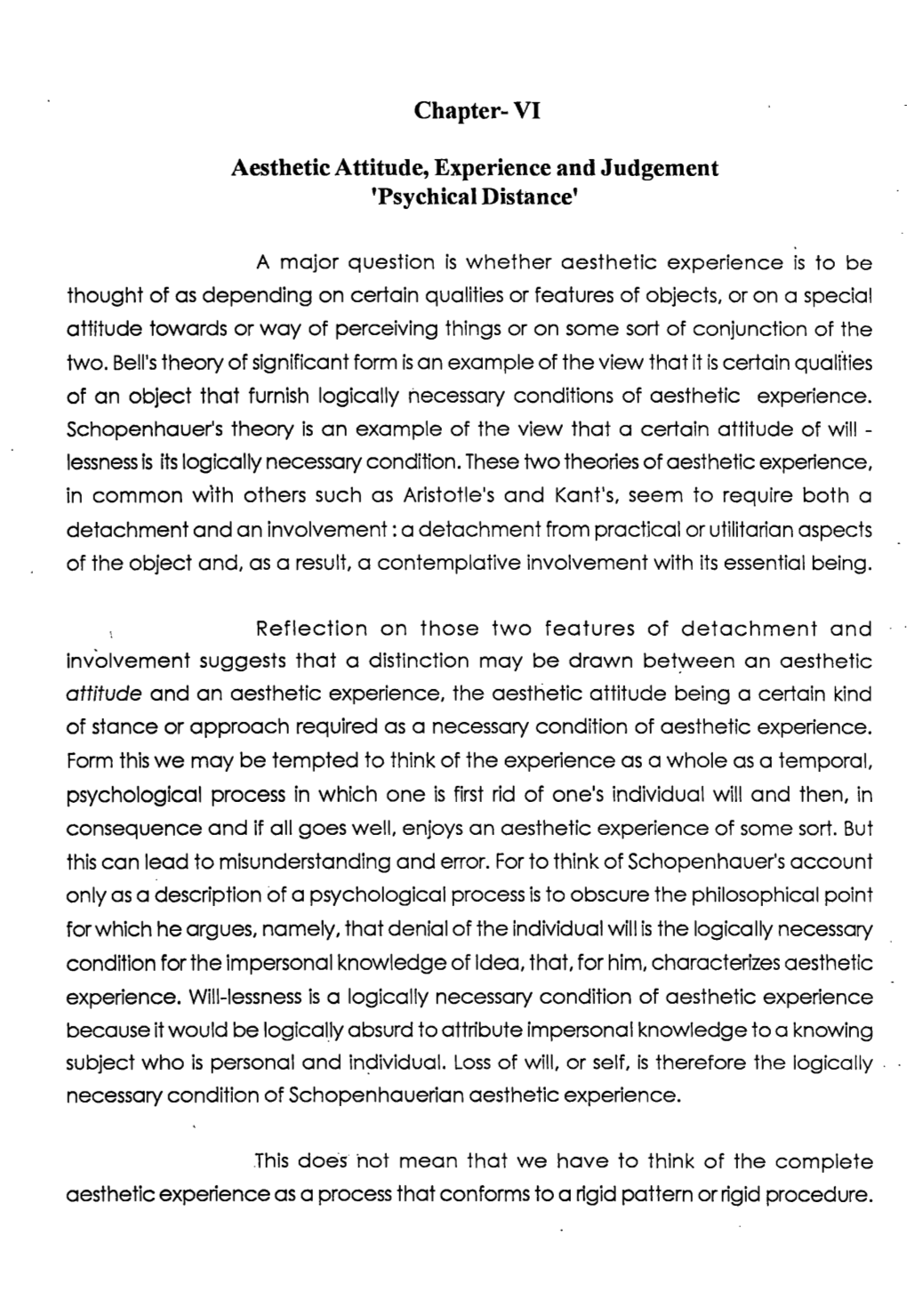 Chapter- VI Aesthetic Attitude, Experience and Judgement