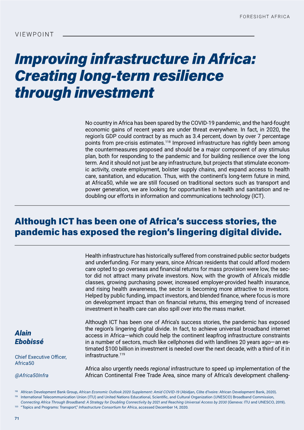 Improving Infrastructure in Africa: Creating Long-Term Resilience Through Investment