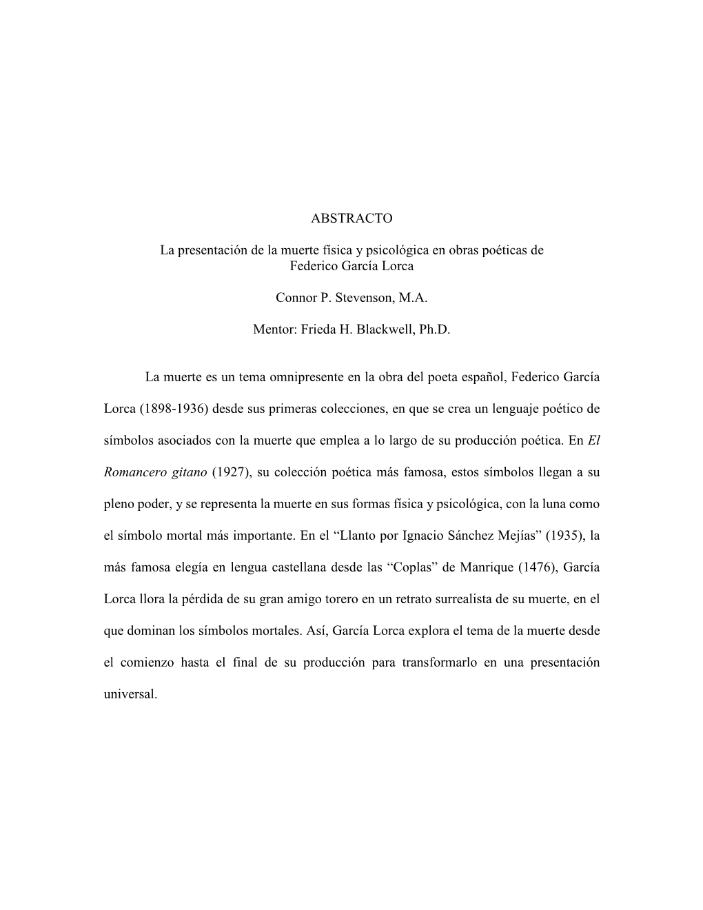 ABSTRACTO La Presentación De La Muerte Física Y Psicológica En Obras