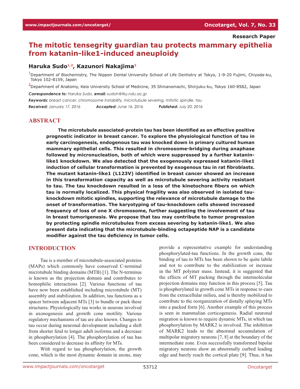 The Mitotic Tensegrity Guardian Tau Protects Mammary Epithelia from Katanin-Like1-Induced Aneuploidy