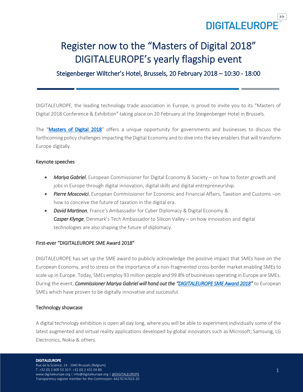 DIGITALEUROPE's Yearly Flagship Event