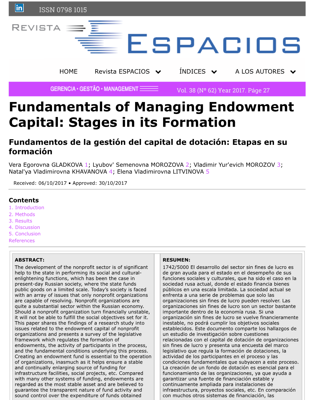 Fundamentals of Managing Endowment Capital: Stages in Its Formation