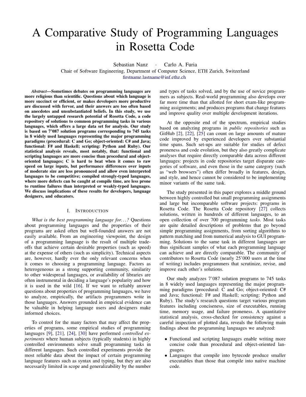 A Comparative Study of Programming Languages in Rosetta Code