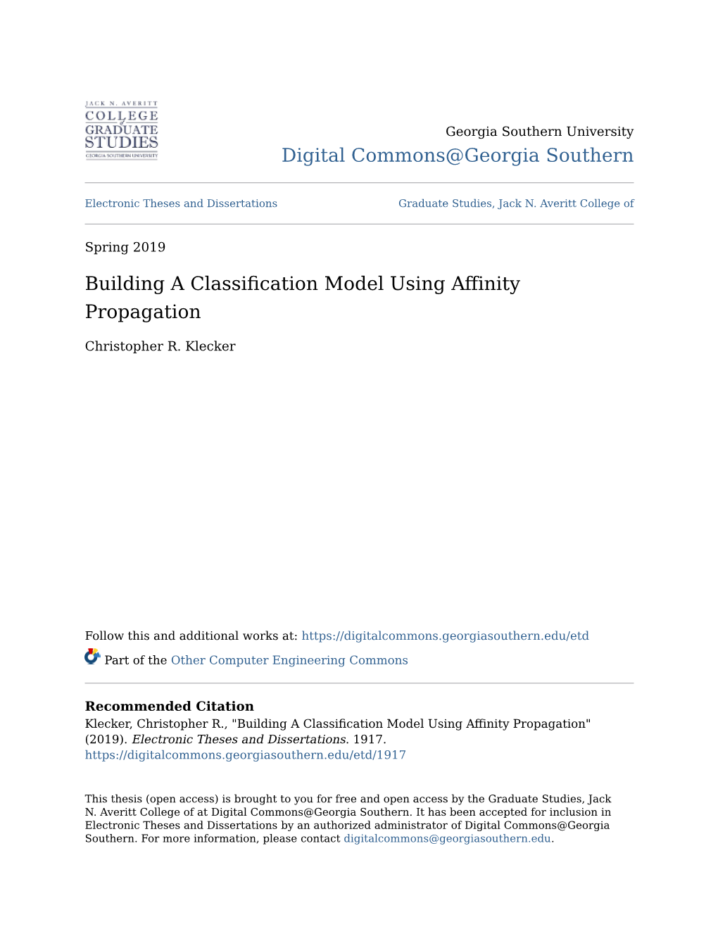 Building a Classification Model Using Affinity Propagation