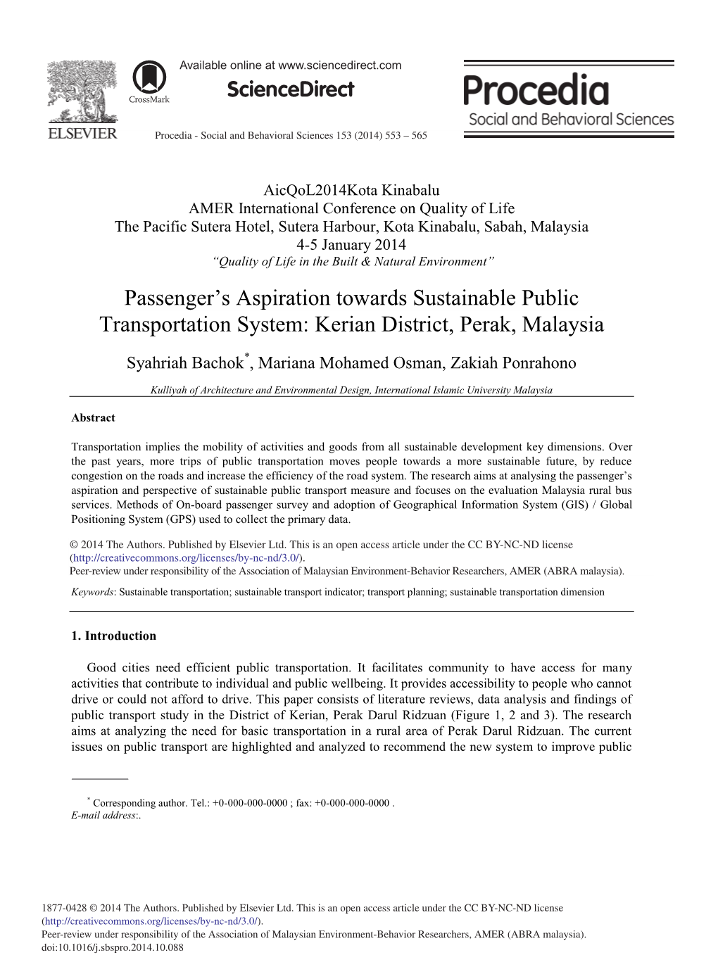 Passenger's Aspiration Towards Sustainable Public