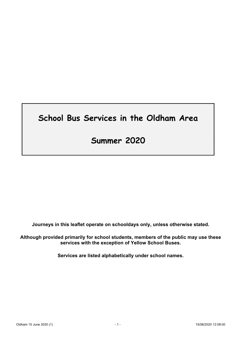 School Bus Services in the Oldham Area