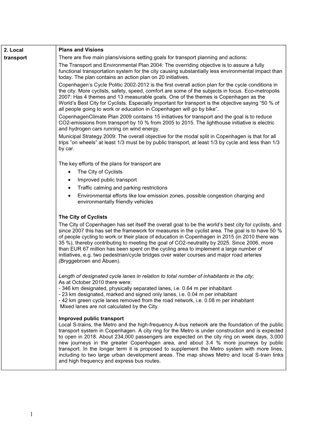 2. Local Transport Plans and Visions There Are Five Main Plans/Visions