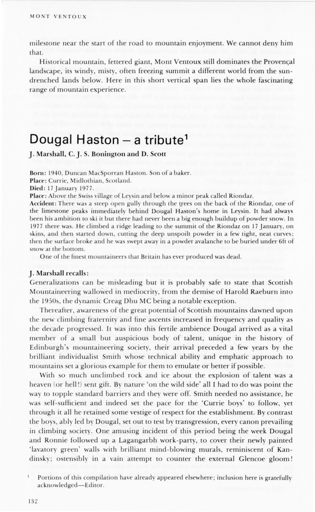 Dougal Haston - a Tribute1 J