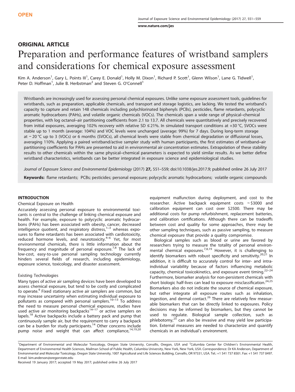 Preparation and Performance Features of Wristband Samplers and Considerations for Chemical Exposure Assessment