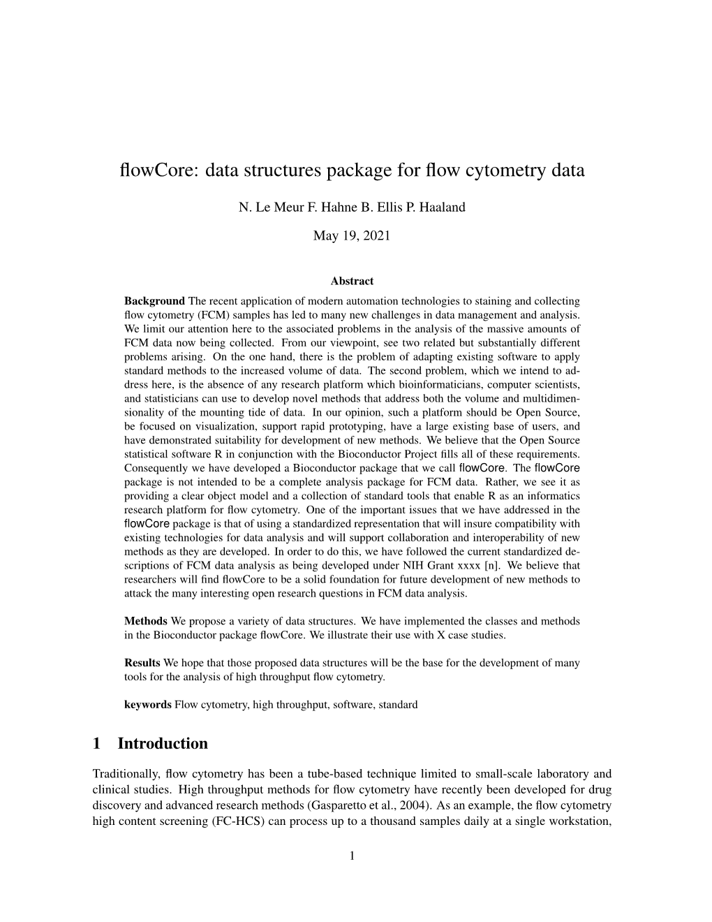 Flowcore: Data Structures Package for Flow Cytometry Data