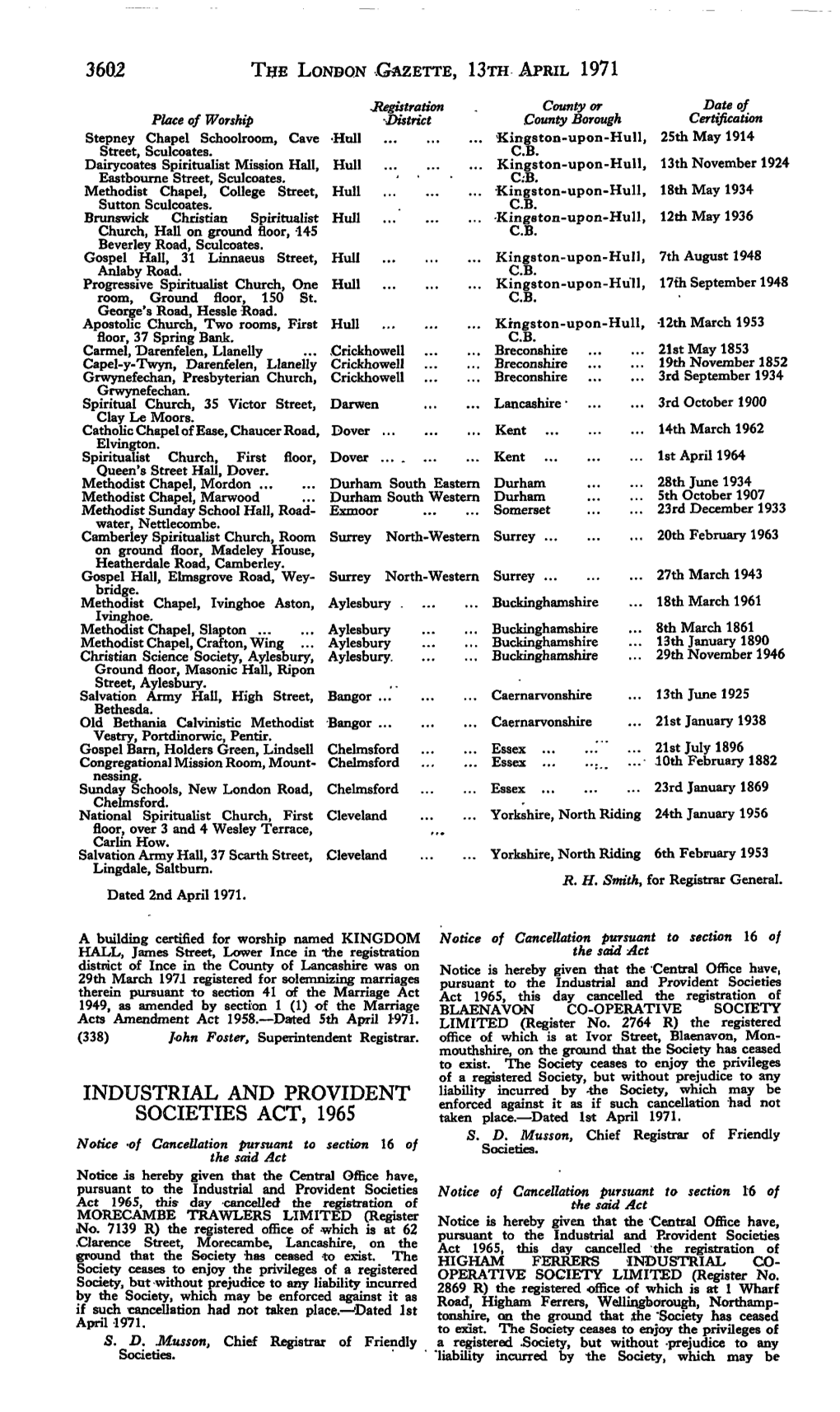 3602 the LONDON .GAZETTE, 13Ra APRIL 1971 INDUSTRIAL AND