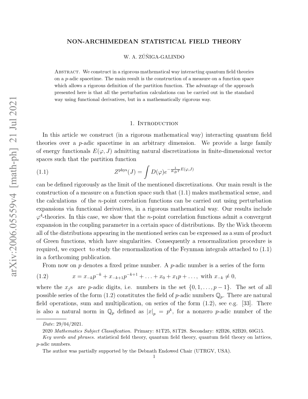 Arxiv:2006.05559V4 [Math-Ph] 21 Jul 2021