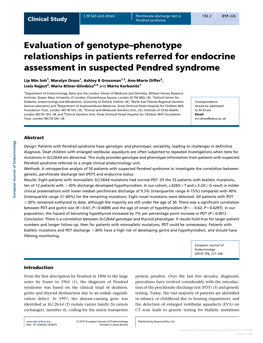 Evaluation of Genotype–Phenotype Relationships in Patients Referred for Endocrine Assessment in Suspected Pendred Syndrome