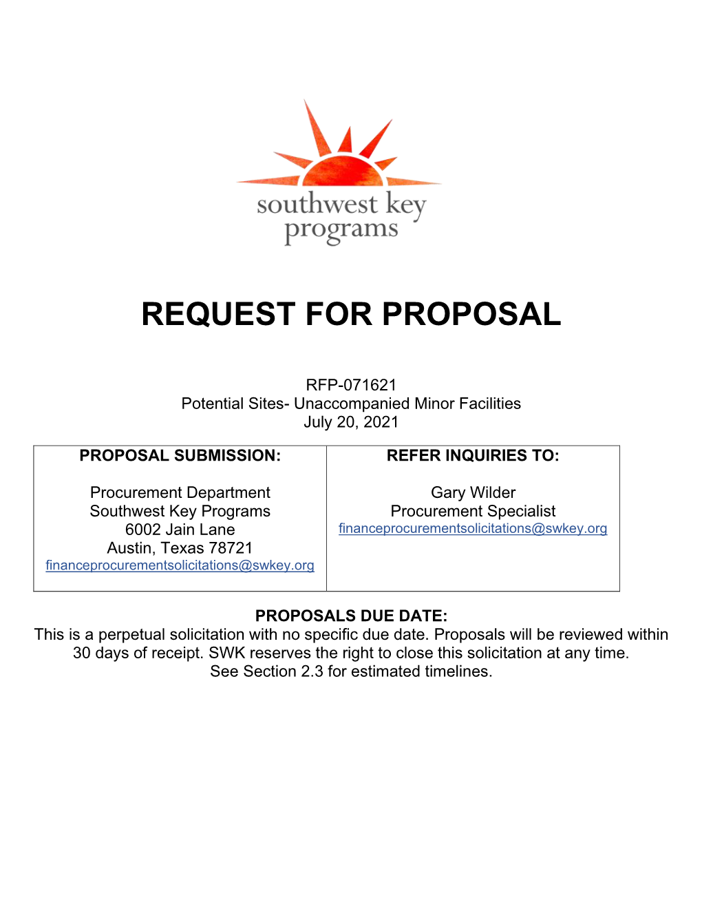 Request for Proposal