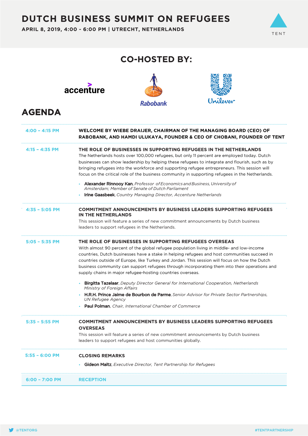 Dutch Business Summit on Refugees April 8, 2019, 4:00 - 6:00 Pm | Utrecht, Netherlands