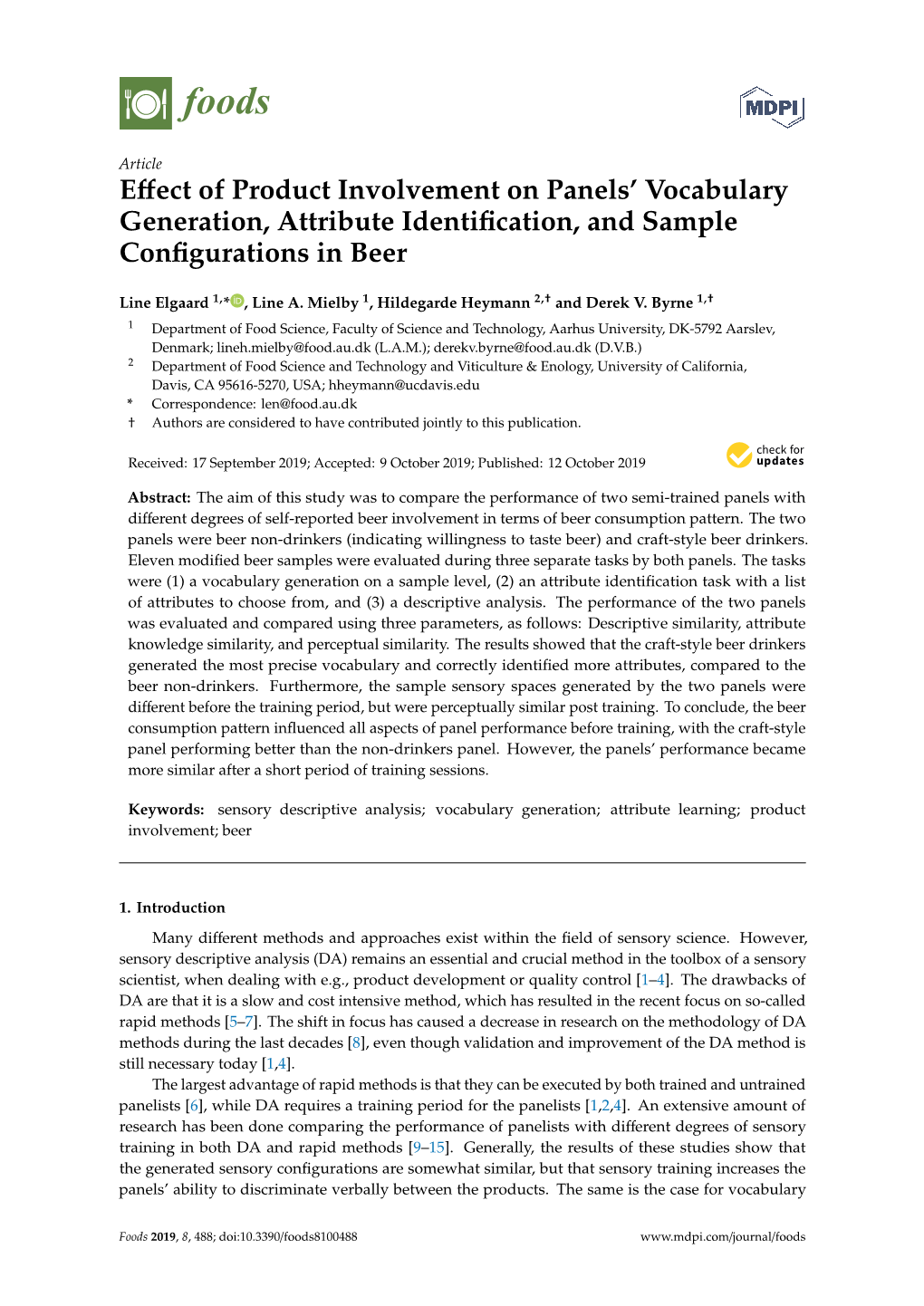 Effect of Product Involvement on Panels' Vocabulary Generation