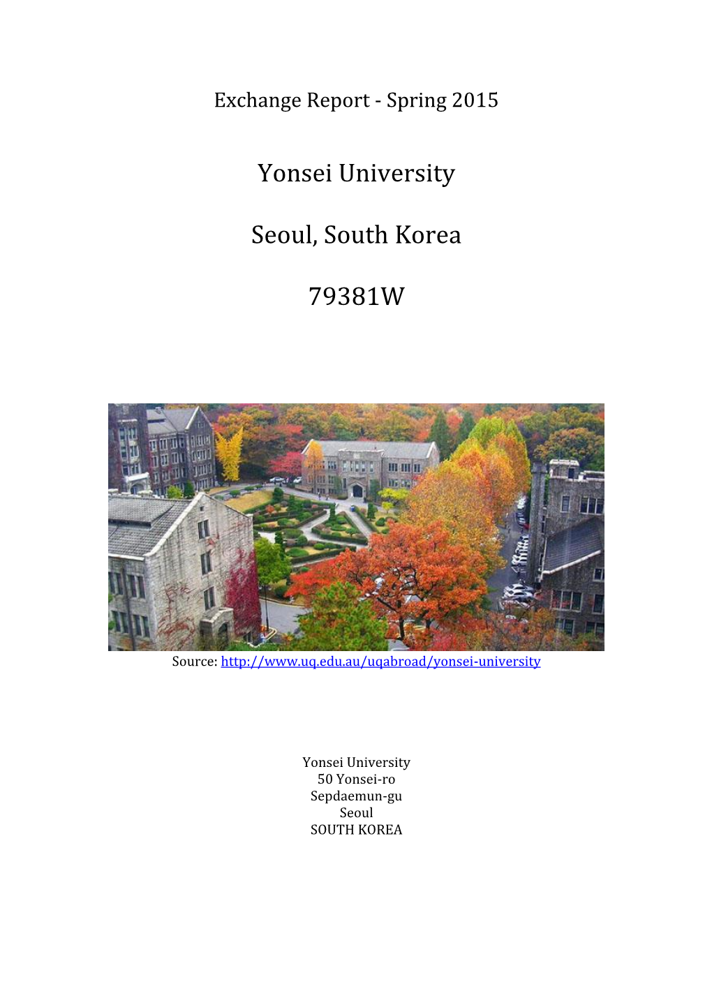 Yonsei University Seoul, South Korea 79381W
