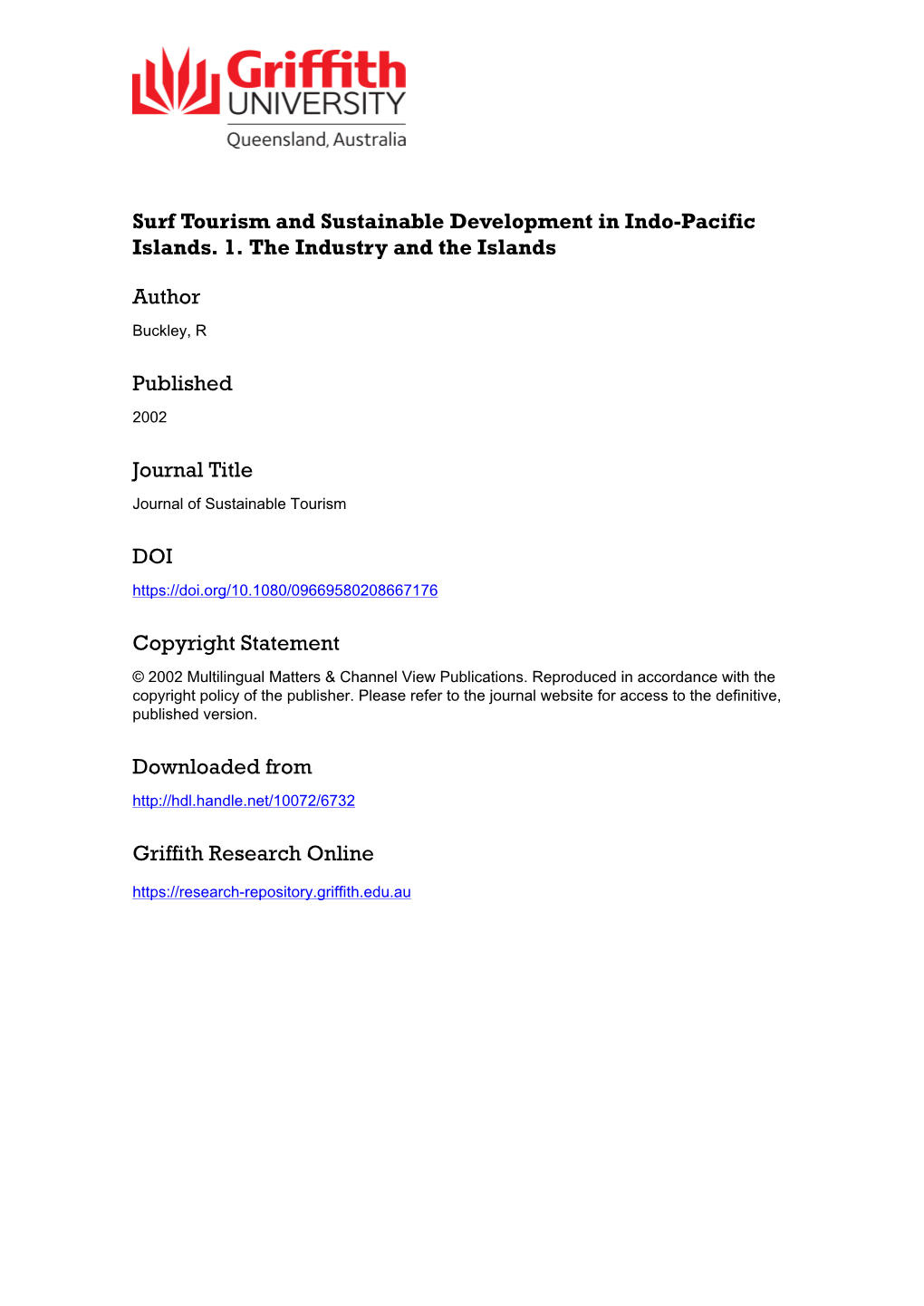 Surf Tourism and Sustainable Development in Indo-Pacific Islands