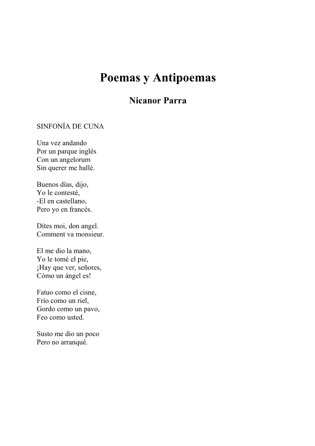 Poemas Y Antipoemas