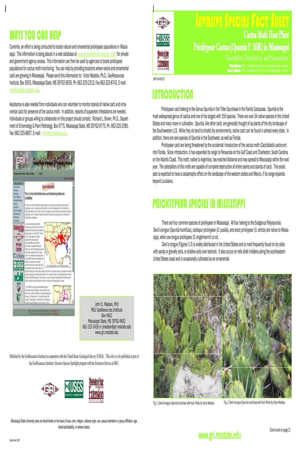 Fact Sheet -Pricklypear Cactus 092107