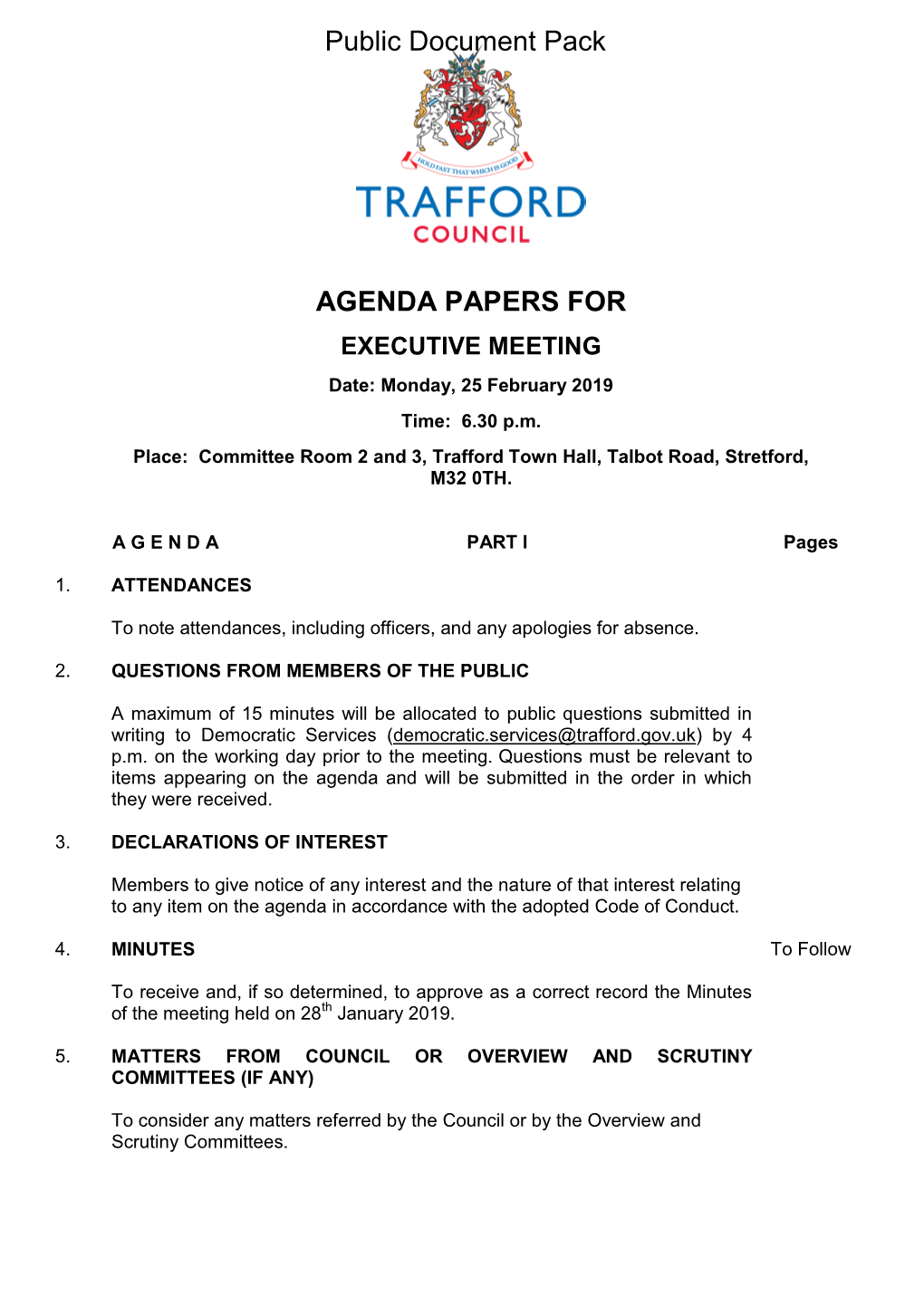 (Public Pack)Agenda Document for Executive, 25/02/2019 18:30