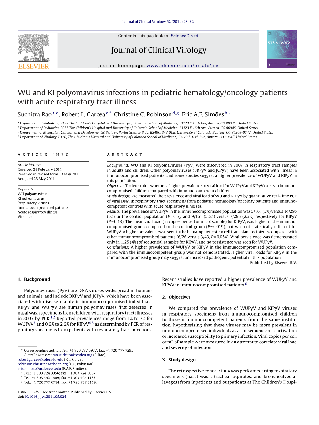 WU and KI Polyomavirus Infections in Pediatric Hematology/Oncology Patients
