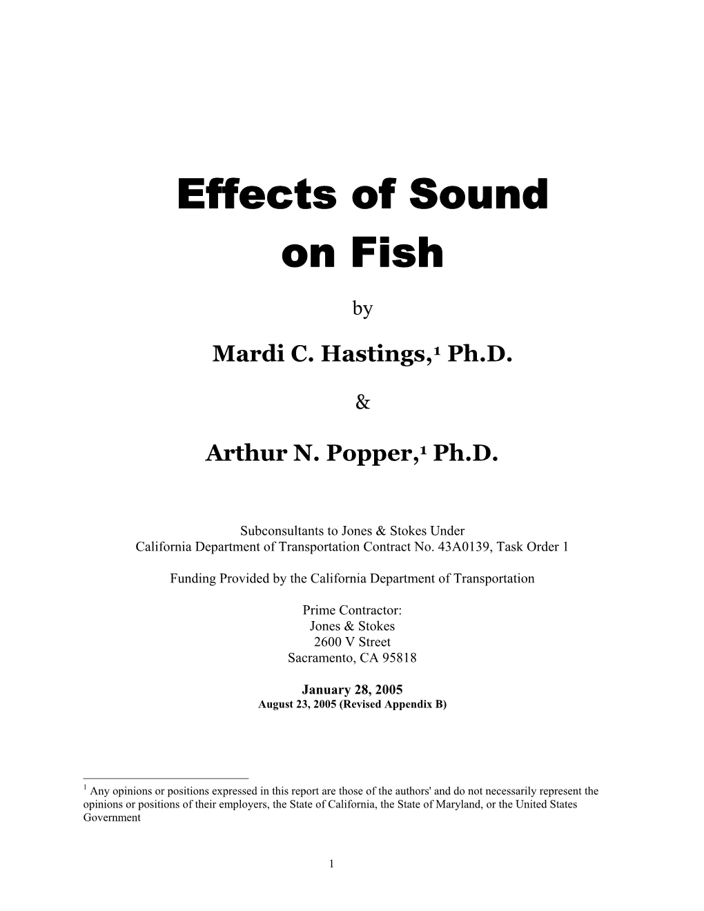 Effects of Sound on Fish