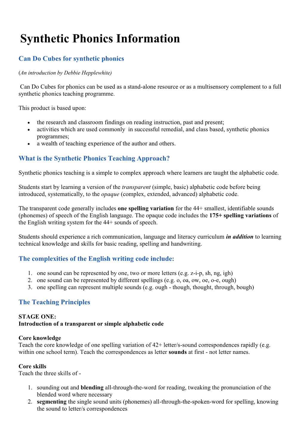 Synthetic Phonics Information