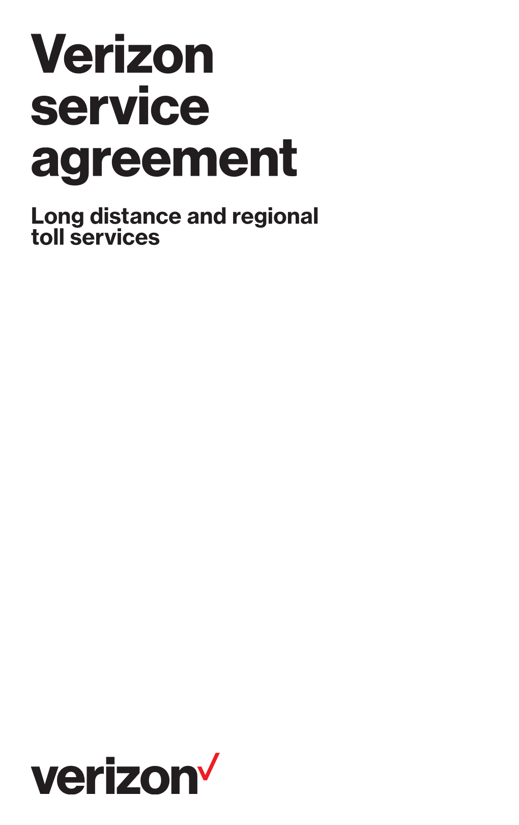 Verizon Service Agreement Long Distance and Regional Toll Services