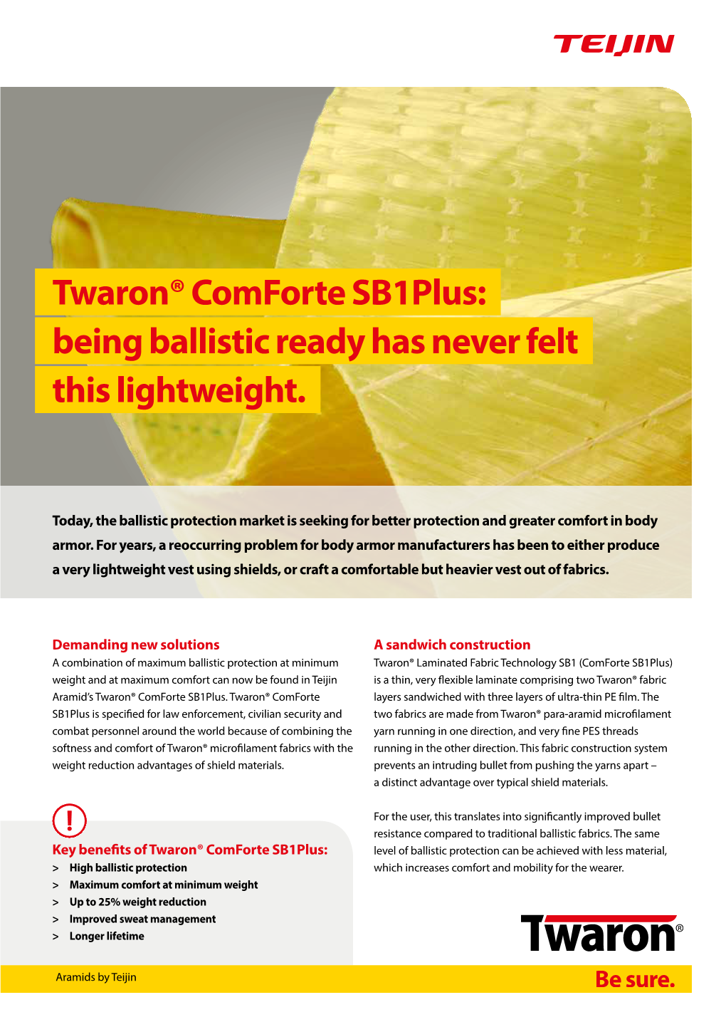 Twaron® Comforte Sb1plus: Being Ballistic Ready Has Never Felt This Lightweight