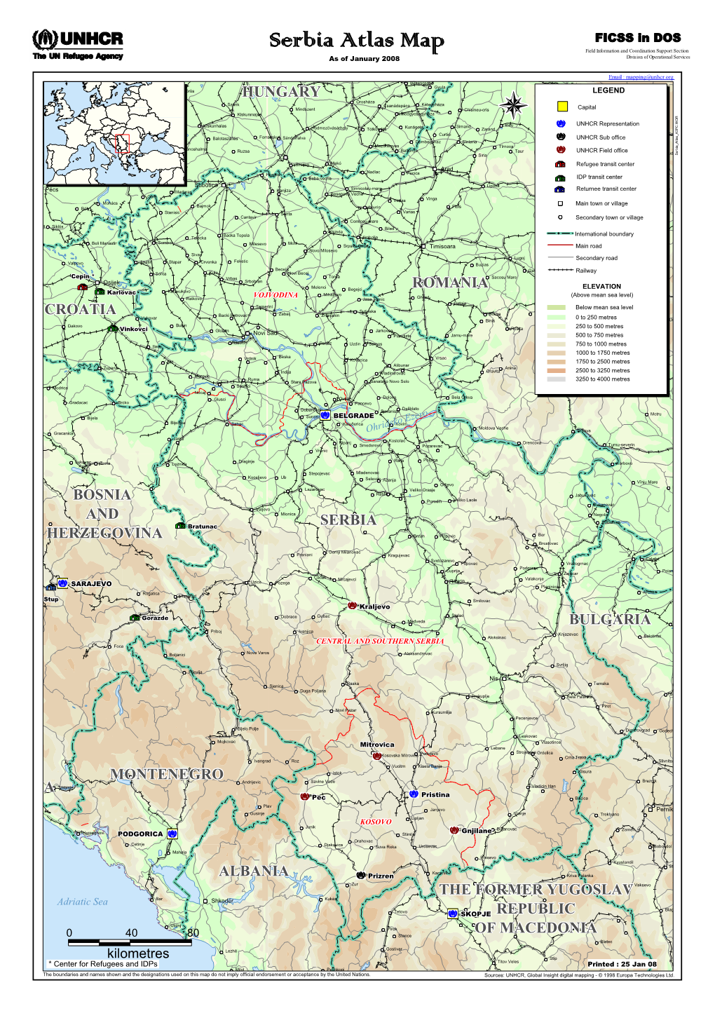 Serbia Atlas Map Field Information and Coordination Support Section As of January 2008 Division of Operational Services
