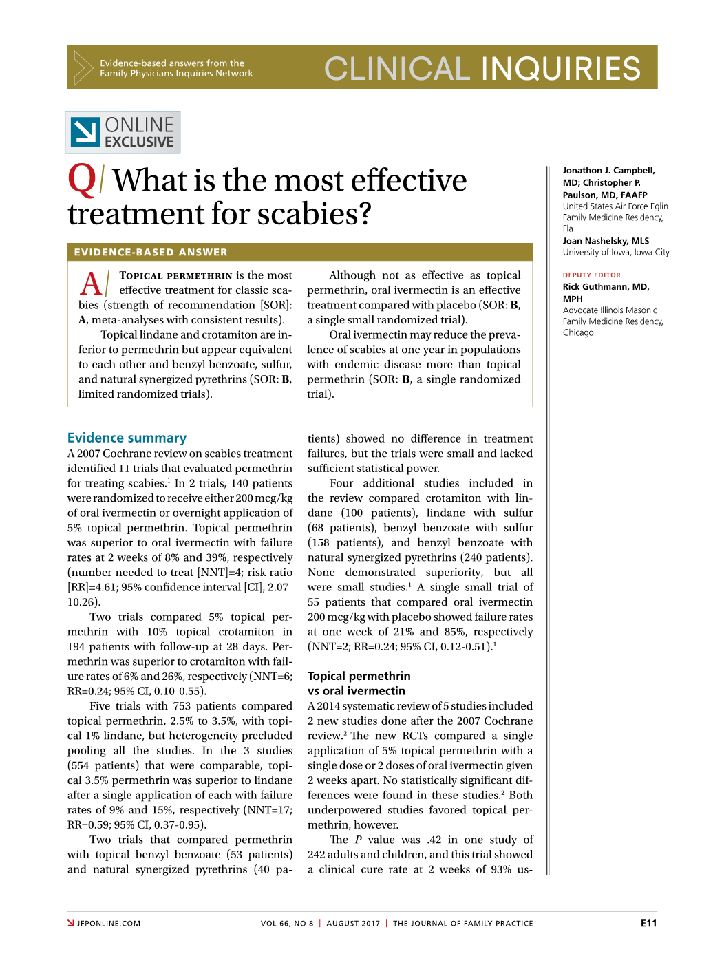 Q What Is the Most Effective Treatment for Scabies?