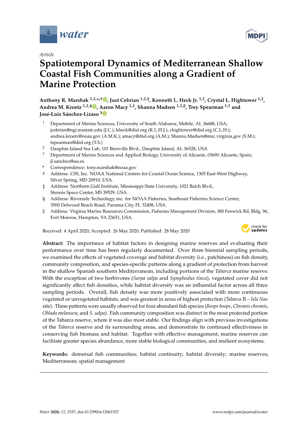 Spatiotemporal Dynamics of Mediterranean Shallow Coastal Fish Communities Along a Gradient of Marine Protection