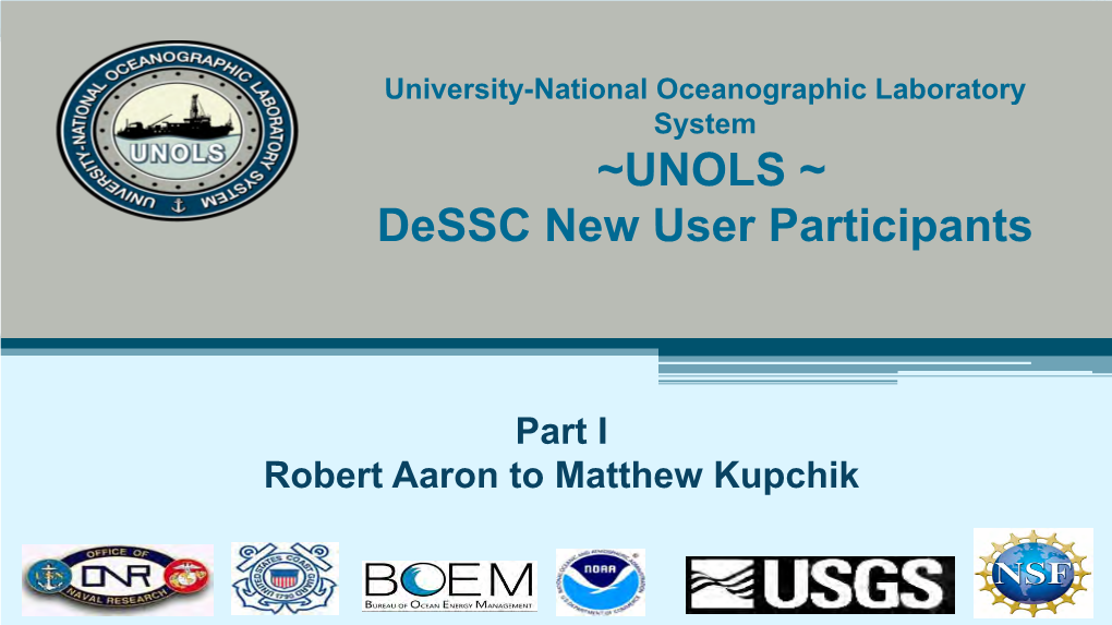 ~UNOLS ~ Dessc New User Participants