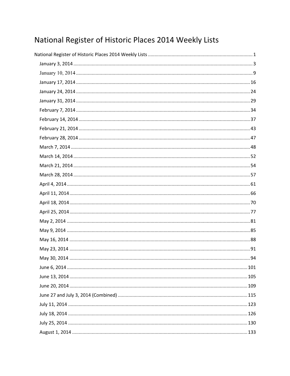 National Register of Historic Places Weekly Lists for 2014