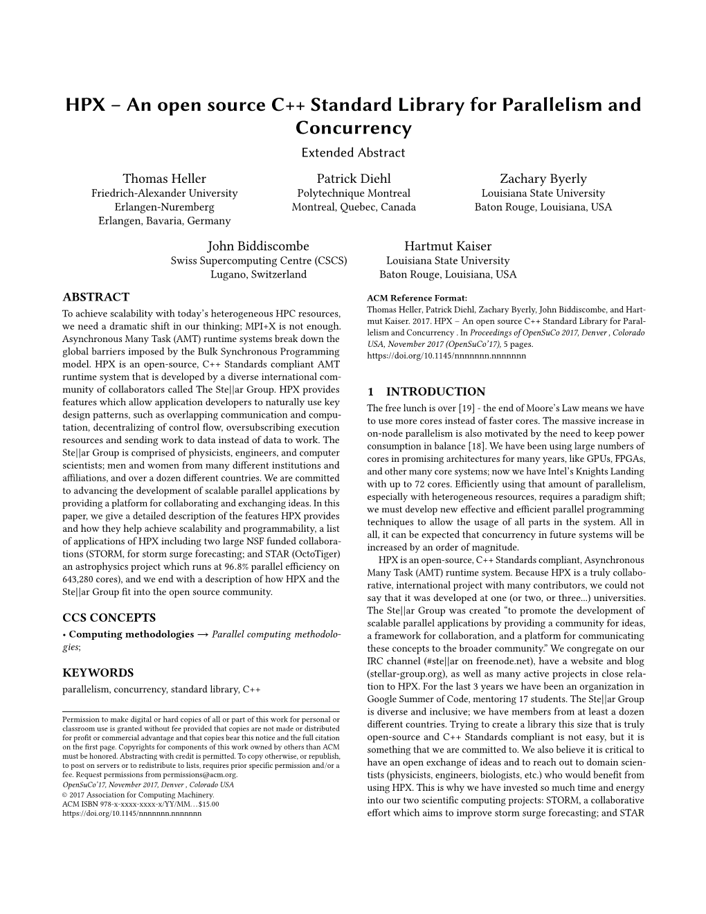 HPX – an Open Source C++ Standard Library for Parallelism And