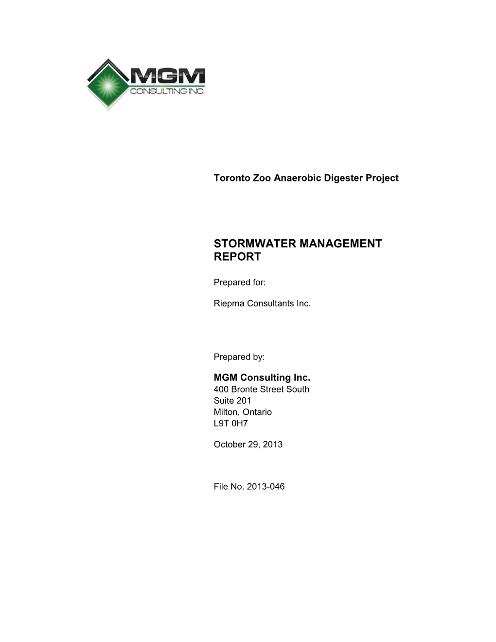 Stormwater Management Report