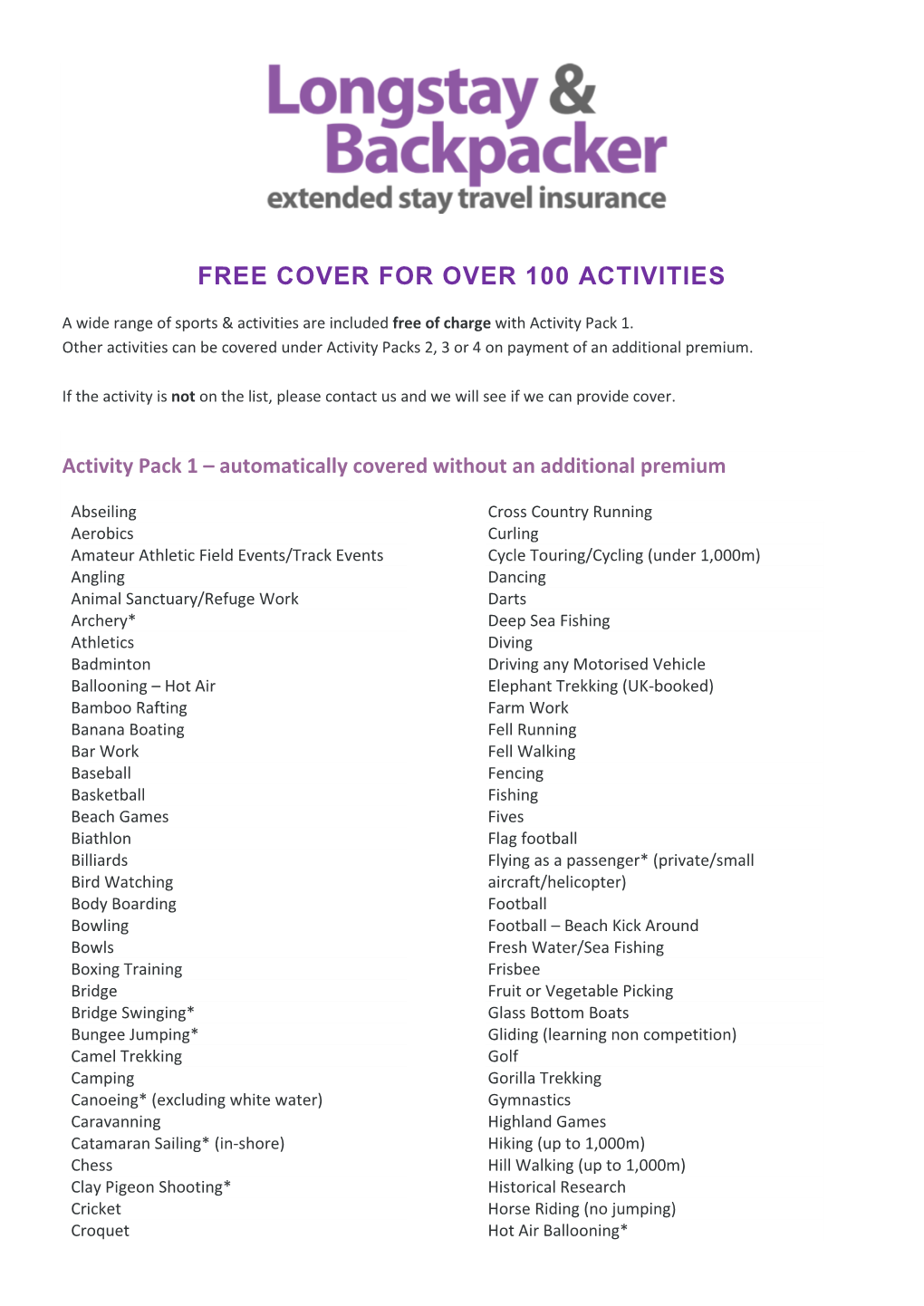 Free Cover for Over 100 Activities