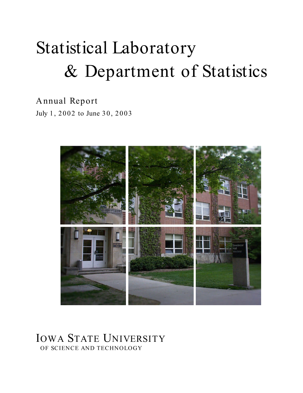 Statistical Laboratory & Department of Statistics