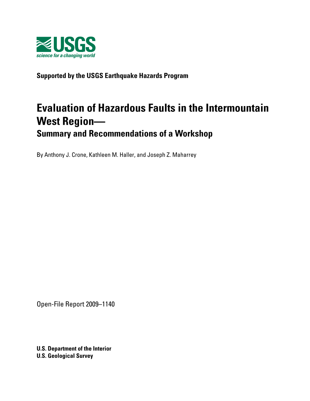 Evaluation of Hazardous Faults in the Intermountain West Region— Summary and Recommendations of a Workshop