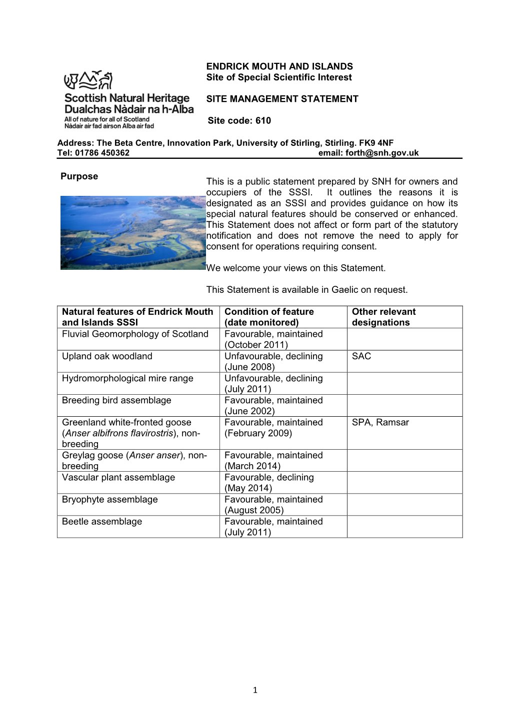 ENDRICK MOUTH and ISLANDS Site of Special Scientific Interest