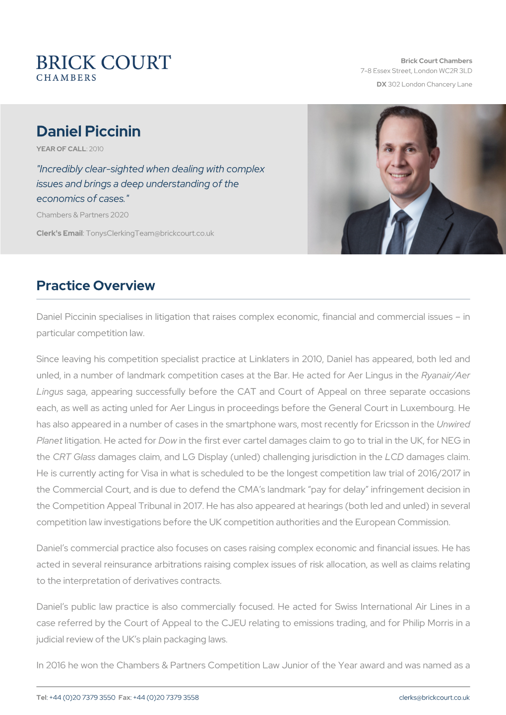 Daniel Piccinin | Brick Court Chambers